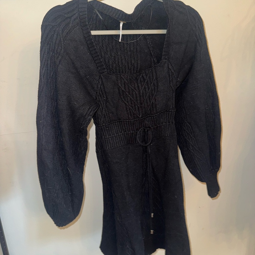 Free People Black Textured Knit dress